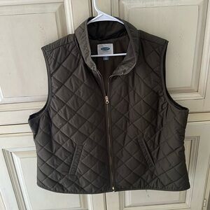 Olive Green quilted vest.